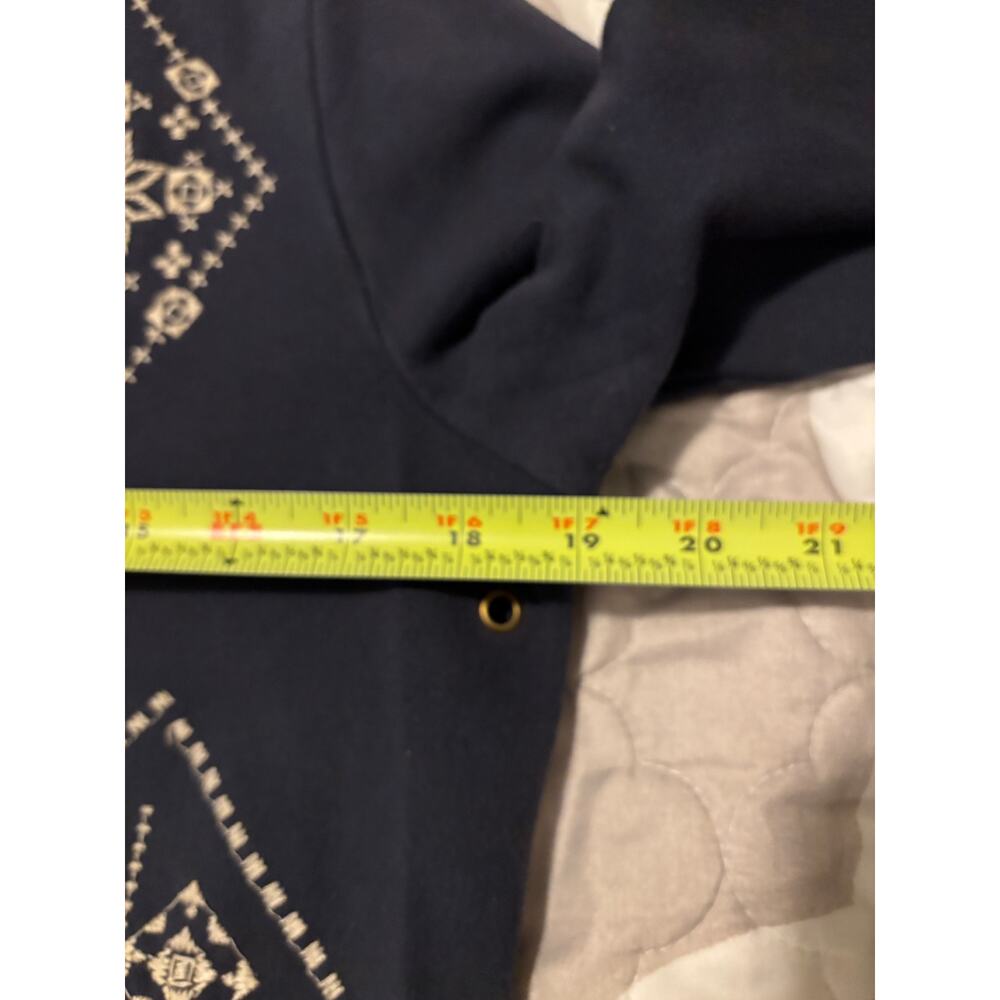 Johnny Was Blue Embroidered Long Sleeve Cardigan Boho Cropped - Picture 7 of 7